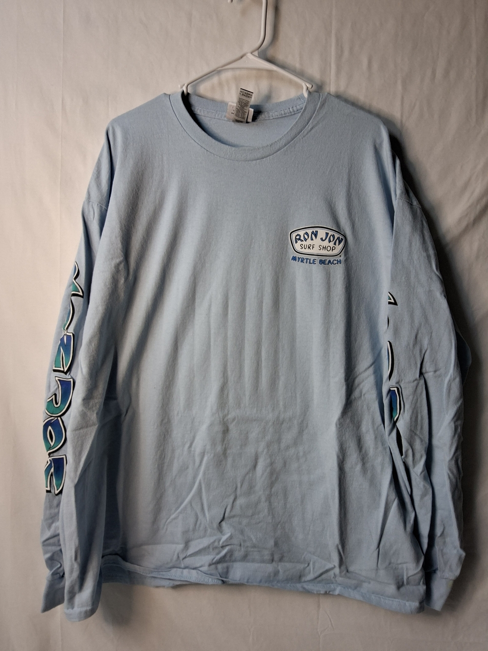Ron Jon Myrtle Beach Light Blue Long Sleeve Tee with Sleeve Graphics